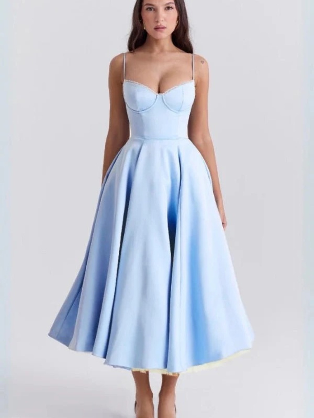 Light Blue Fit-and-Flare Midi Dress